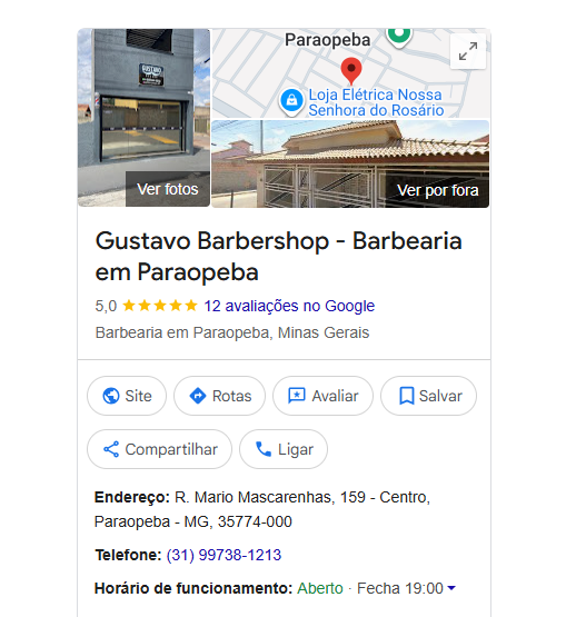 Avaliações no Google da Gustavo Barbershop